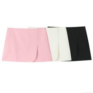 Women's High Waist Skorts Side Slit A-Line Mini Shorts Skirt Hidden Zipper Elegant Solid Color Anti-Exposure Polyester Skirts For Summer Daily Party Dating