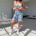 Women High Waist Denim Shorts Cotton Blend Raw Hem Tassel Frayed Edges Loose Fit Summer Casual Street Style Chic Jean Shorts For Women Daily Wear