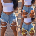 Women's High Waist Ripped Denim Shorts With Frayed Hem Distressed Cotton Blend Hot Pants For Summer Casual Streetwear Individual Style