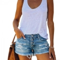 Women's High Waisted Distressed Denim Shorts Ripped Frayed Hem Stretchy Jean Shorts For Summer Casual Streetwear Sexy Hot Pants