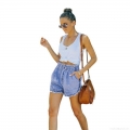 Women's High Waist High Stretch Denim Shorts Raw Hem Tassel Slim Fit Summer Jean Shorts For Casual Beach Streetwear Skinny Short Hot Pants