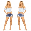 Women's High Elasticity Ripped Denim Shorts High Waist Frayed Hem Jean Shorts Distressed Denim Hot Pants With Cotton Rayon Polyester Spandex