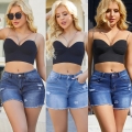 Women Sexy High Waist Distressed Denim Shorts High Stretch Cotton Blend Frayed Hem Ripped Jean Shorts Summer Streetwear Hot Pants