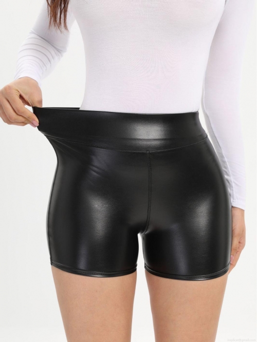 Women's High Waisted PU Faux Leather Shorts Slim Fit High Elasticity Shaping Sexy Hot Pants For Nightclub Party Daily Casual Wear