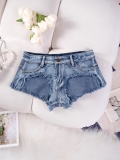 Women's Sexy Low Waist Denim Shorts Frayed Raw Hem Micro Hot Pants For Club Party Summer Cotton Stretchy Jean Shorts