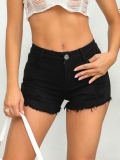Women's Sexy High Waist Distressed Denim Shorts Casual Ripped Frayed Hem Cotton Blend Stretch Jean Short Pants Summer Beachwear