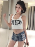 Women's Sexy Low Waist Denim Shorts Distressed Ripped Hot Pants With Frayed Raw Hem Light Blue Cotton Denim Shorts For Nightclub Party Summer Wear