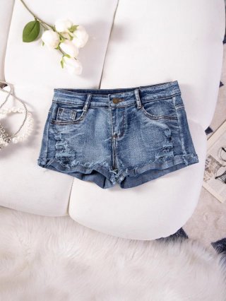 Women's Sexy High Waisted Denim Shorts Distressed Ripped Jean Hot Pants With Frayed Hem Cotton Blend Stretch For Summer Daily Beach Party Clubwear
