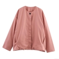 Women's Summer Casual Two-Piece Set Solid Oak Pink Round Neck Button Down Jacket And High Waist Drawstring Shorts Co-ord Outfits Streetwear