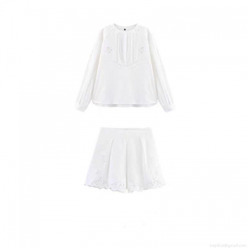 Women's White Cotton Blend Embroidery Hollow Out Blouse And Shorts Casual Two Piece Set Floral Lace Top Short Pant Summer Beach Outfits For Women