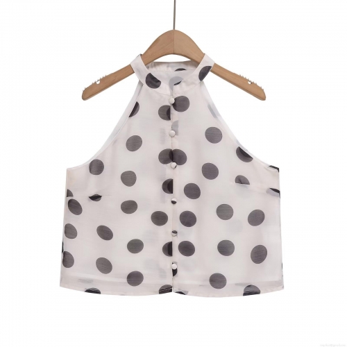 Women's Polka Dot Halter Top and High Waisted Shorts Two Piece Set Summer Chiffon Sleeveless Streetwear Casual Outfit
