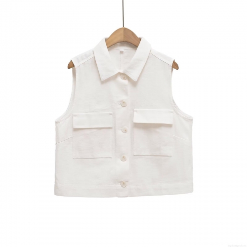 Women's Casual 2 Piece Summer Outfit Sleeveless Lapel Button Down Vest Top And High Waist Wide Leg Shorts Set With Belt Streetwear Workwear Ivory Shorts Suit