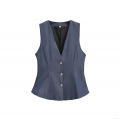 Women's 2 Piece Shorts Set Sleeveless V Neck Vest Waistcoat And High Waist Gold Button Shorts Navy Blue Streetwear Outfit Suit