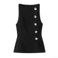 Women's Black Sleeveless Top And Bow Rhinestone Skirt Pants Two Piece Set Sexy Streetwear Summer Club Outfits For Women