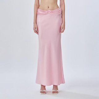 Sexy Satin Mermaid Long Skirt for Women High Waist Ruched Wrap Hip Maxi Skirt Elegant Slim Fit Evening Party Streetwear Skirt