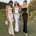 Elegant Sexy Satin High Waist Maxi Skirt Women Summer Solid Color Bodycon Long Skirt Streetwear Club Party Wear Elegant Ladies Bottoms