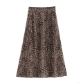 Women's Sexy Leopard Print Pleated Skirt Chiffon High Waist A-Line Midi Skirt Streetwear Casual Party Bottoms For Women