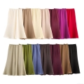 Women Satin Midi Skirt High Waist Elastic Solid Color Silky Texture Elegant Office Casual Party Drape Skirt Summer Fashion Minimalist Style Streetwear