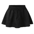 Women's High Waist A-Line Mini Skirt Suede-like Polyester Spandex Blend Drawstring Elastic Waist Bow Tie Short Skirt for Daily Outing Streetwear Chic Fall Fashion