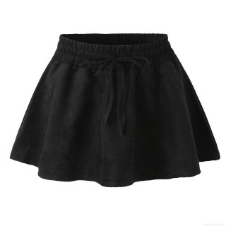 Women's High Waist A-Line Mini Skirt Suede-like Polyester Spandex Blend Drawstring Elastic Waist Bow Tie Short Skirt for Daily Outing Streetwear Chic Fall Fashion