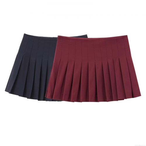 Women High Waist Pleated Mini Skirt Polyester A-Line Preppy School Style Uniform Skirt Daily Casual Streetwear For Ladies