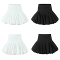 Women's French High Waist Balloon Mini Skirt Solid Color 100% Cotton A-Line Bubble Skirt Fashion Streetwear Party Wear For Lady