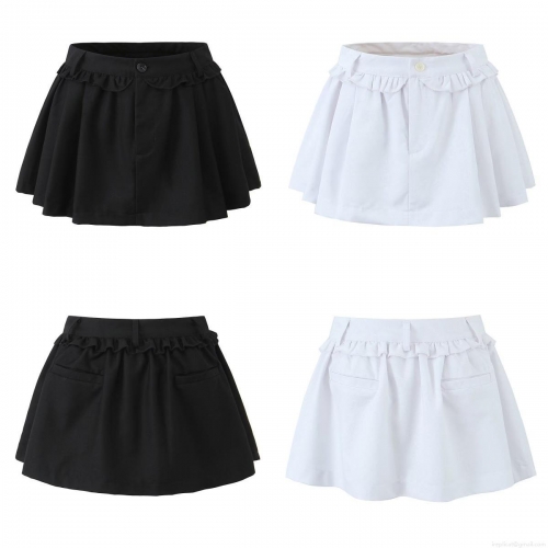Women's High Waisted Pleated Mini Skirt 80 Percent Polyester 20 Percent Rayon Ruffle Waist Fluffy Short Skirt Chic Solid Color Streetwear Bottoms for Women