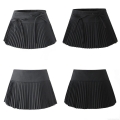 Women Pleated Mini Skirt Polyester Rayon Blend Lace-up High Waist A-line Short Skirt Street Style Casual Bottoms With Safety Shorts Inside