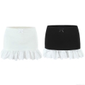 Women's Sexy High Waist Bodycon Mini Skirt With Lace Trim And Bow Accent Slim Fit Sweet Y2K Streetwear Clubwear Skirts For Ladies
