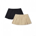 Women High Waisted Pleated A-Line Skort Cotton Lyocell Blend Raw Edge Hem Mini Skirt With Anti-Glare Lining Streetwear Casual Summer Spice Girl Style