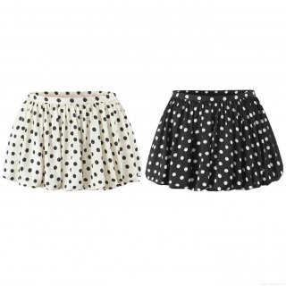 Women's Polka Dot Bubble Skirt 100% Polyester High Waist Retro Mini Puff Skirt For Summer Street Wear Casual Party Style Short Skirt Apricot Black