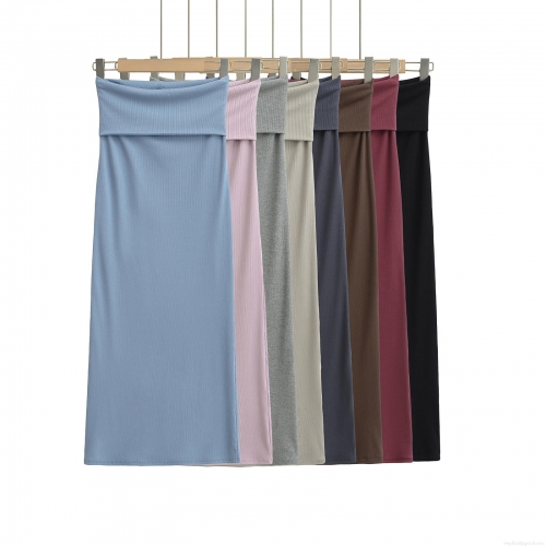 Women's Ribbed Knit Maxi Skirt High Waist Bodycon Pencil Skirt Solid Color Long Stretchy Skirt Streetwear Casual Layering Skirt Bottoms for Women