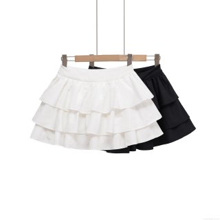 Women's Tiered Ruffle Mini Skirt High Waist Polyester Layered Cake Skirt For Summer Party Streetwear Solid Color Short Skirt