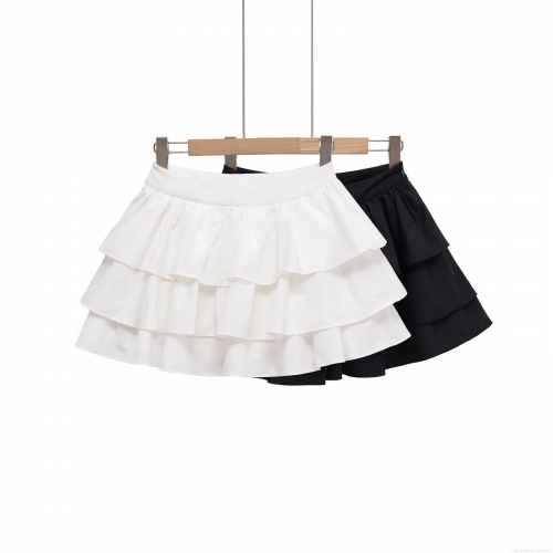 Women's Tiered Ruffle Mini Skirt High Waist Polyester Layered Cake Skirt For Summer Party Streetwear Solid Color Short Skirt