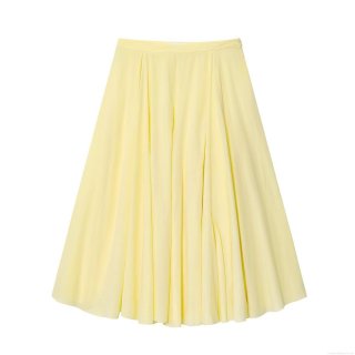 Women High Waist A-Line Pleated Mid-Length Skirt Casual Solid Color Loose Swing Umbrella Skirt Elegant Streetwear Polyester Bottoms