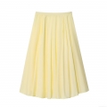 Women High Waist Pleated Midi Skirt Solid Color A-Line Large Swing Skirt With Side Invisible Zipper Polyester Casual Streetwear Skirt For Ladies