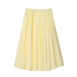 Women High Waist Pleated Midi Skirt Solid Color A-Line Large Swing Skirt With Side Invisible Zipper Polyester Casual Streetwear Skirt For Ladies