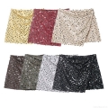 Women's Sparkling Sequin Mini Skirt High Waisted Glitter Irregular Wrap A-Line Bodycon Skirts for Party Clubwear Night Out