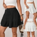 Women's Sweet Tiered Ruffle Mini Skirt High Waist Adjustable Drawstring A-Line Cake Skirt With Built-in Safety Shorts Polyester Spandex Casual Summer Bottoms