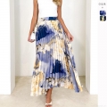 Women's Abstract Oil Painting Printed Pleated Skirt High Waisted Polyester A-Line Long Skirt For Summer Vacation Party Elegant Skirts