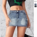 Women's Sexy High Waist Denim Cargo Mini Skirt Vintage Solid Bodycon Jean Skirt with Pockets Streetwear Hot Girl Style Summer Bottoms