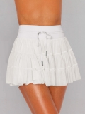 Women's Tiered Mesh Tennis Skort With Pockets High Waisted Drawstring Ruffle Mini Skirt Built-in Shorts Sporty Casual Skirts For Women Summer Activewear