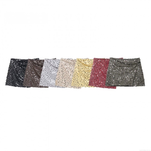 Women Fashion Sequin Mini Skirt Wrap High Waist Bodycon Short Skirt Glitter Night Out Party Clubwear Sexy Polyester Bottoms For Ladies