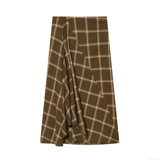 Women's Fashion Casual Plaid Midi Skirt Spliced Asymmetric A-Line Long Skirt Winter Thick Warm Bottoms for Office Daily Wear