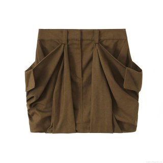 Women's Casual Cargo Mini Skirt With Large Side Pockets High Waist Cotton Twill A-Line Short Skirt Solid Color Streetwear Camel Brown