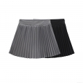 Women's High Waist Pleated Skirt Preppy Style Solid Color A-Line Skort With Inner Lining Polyester Spandex School Uniform Skirt Casual Mini Skirt