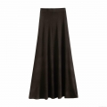 Women's High Waist A-Line Knitted Midi Skirt Elegant Solid Color Slim Fit Stretchy Office Commute Long Skirt Knitted Texture Skirt