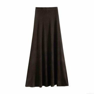 Women's High Waist A-Line Knitted Midi Skirt Elegant Solid Color Slim Fit Stretchy Office Commute Long Skirt Knitted Texture Skirt