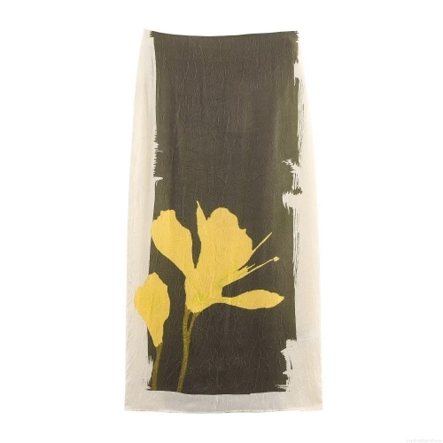 Elegant Fashionable Floral Print Pleated Midi Skirt For Women Satin Spandex Wrinkled Effect Color Block Straight Skirt With Side Slit Office Commute Daily Bottoms