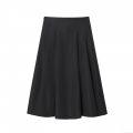 Women's High Waist A-Line Pleated Midi Skirt Elegant Solid Color Polyester Spandex Blend Commuter Casual Skirts For Ladies Office Party